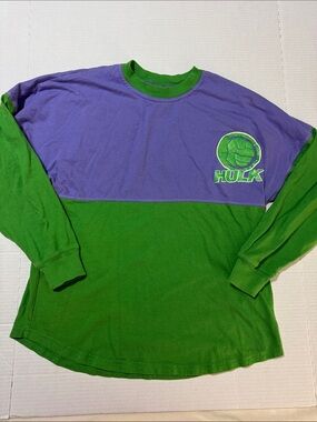 Unisex Size S Universal Studios Marvel Hulk Long Sleeve Tee - Green & Purple 162